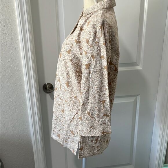 Jones New York Beige and White Paisley Linen Blend NWOT - Picture 4 of 10